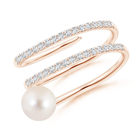 Angara Freshwater Cultured Pearl Spiral Wrap Ring in 14K Rose Gold for Women | June Birthstone Jewelry for Her