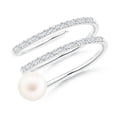 thumbnail image 1 of Angara Freshwater Cultured Pearl Spiral Wrap Ring in 14K White Gold for Women | June Birthstone Jewelry for Her, 1 of 8