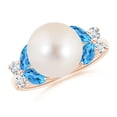 thumbnail image 1 of ANGARA Freshwater Cultured Pearl & Swiss Blue Topaz Butterfly Ring in 14K Rose Gold for Women | June Birthstone, Birthday, Anniversary, Jewelry Gift for Women | Pearl Ring, 1 of 9