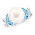 thumbnail image 1 of ANGARA Freshwater Cultured Pearl & Swiss Blue Topaz Butterfly Ring in 14K White Gold for Women | June Birthstone, Birthday, Anniversary, Jewelry Gift for Women | Pearl Ring, 1 of 9