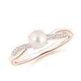 thumbnail image 1 of ANGARA Freshwater Cultured Pearl Twist Shank Ring with Diamonds in 14K Rose Gold for Women | June Birthstone, Birthday, Anniversary, Jewelry Gift for Women | Pearl Ring, 1 of 11