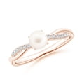 thumbnail image 1 of ANGARA Freshwater Cultured Pearl Twist Shank Ring with Diamonds in 14K Rose Gold for Women | June Birthstone, Birthday, Anniversary, Jewelry Gift for Women | Pearl Ring, 1 of 8
