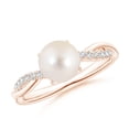 thumbnail image 1 of ANGARA Freshwater Cultured Pearl Twist Shank Ring with Diamonds in 14K Rose Gold for Women | June Birthstone, Birthday, Anniversary, Jewelry Gift for Women | Pearl Ring, 1 of 11
