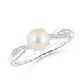thumbnail image 1 of ANGARA Freshwater Cultured Pearl Twist Shank Ring with Diamonds in 14K White Gold for Women | June Birthstone, Birthday, Anniversary, Jewelry Gift for Women | Pearl Ring, 1 of 8