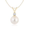 thumbnail image 1 of ANGARA Freshwater Cultured Pearl V-Bale Pendant in 14K Yellow Gold for Women | June Birthstone, Birthday, Anniversary, Jewelry Gift for Women | Pearl Necklace, 1 of 8