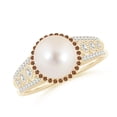 thumbnail image 1 of ANGARA Freshwater Cultured Pearl and Coffee Diamond Halo Ring in 14K Yellow Gold for Women | June Birthstone, Birthday, Anniversary, Jewelry Gift for Women | Pearl Ring, 1 of 9