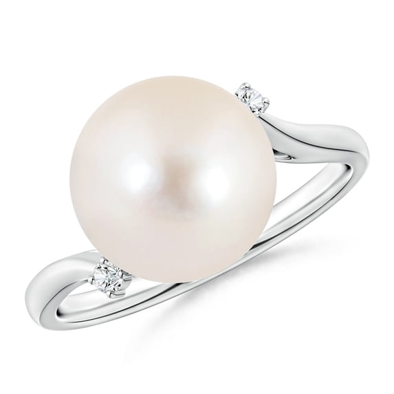 Angara Freshwater Cultured Pearl and Diamond Bypass Ring in 925 Sterling Silver for Women | June Birthstone Jewelry for Her