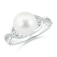 thumbnail image 1 of Angara Freshwater Cultured Pearl and Diamond Infinity Ring in 14K White Gold for Women | June Birthstone Jewelry for Her, 1 of 7