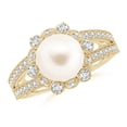 thumbnail image 1 of Angara Freshwater Cultured Pearl and Diamond Ring with Floral Halo in 14K Yellow Gold for Women | June Birthstone Jewelry for Her, 1 of 5