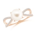 thumbnail image 1 of ANGARA Freshwater Cultured Pearl and Diamond Split Shank Ring in 14K Rose Gold for Women | June Birthstone, Birthday, Anniversary, Jewelry Gift for Women | Pearl Ring, 1 of 8