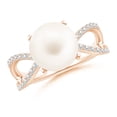 thumbnail image 1 of ANGARA Freshwater Cultured Pearl and Diamond Split Shank Ring in 14K Rose Gold for Women | June Birthstone, Birthday, Anniversary, Jewelry Gift for Women | Pearl Ring, 1 of 5