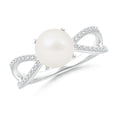 thumbnail image 1 of Angara Freshwater Cultured Pearl and Diamond Split Shank Ring in 14K White Gold for Women | June Birthstone Jewelry for Her, 1 of 5