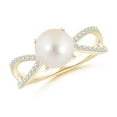 thumbnail image 1 of ANGARA Freshwater Cultured Pearl and Diamond Split Shank Ring in 14K Yellow Gold for Women | June Birthstone, Birthday, Anniversary, Jewelry Gift for Women | Pearl Ring, 1 of 8