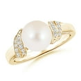 thumbnail image 1 of Angara Freshwater Cultured Pearl and Diamond Swirl Ring in 14K Yellow Gold for Women | June Birthstone Jewelry for Her, 1 of 7