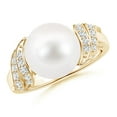 thumbnail image 1 of Angara Freshwater Cultured Pearl and Diamond Swirl Ring in 14K Yellow Gold for Women | June Birthstone Jewelry for Her, 1 of 7