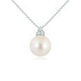 thumbnail image 1 of ANGARA Freshwater Cultured Pearl and Trio Diamond Pendant in Platinum for Women | June Birthstone, Birthday, Anniversary, Jewelry Gift for Women | Pearl Necklace, 1 of 5