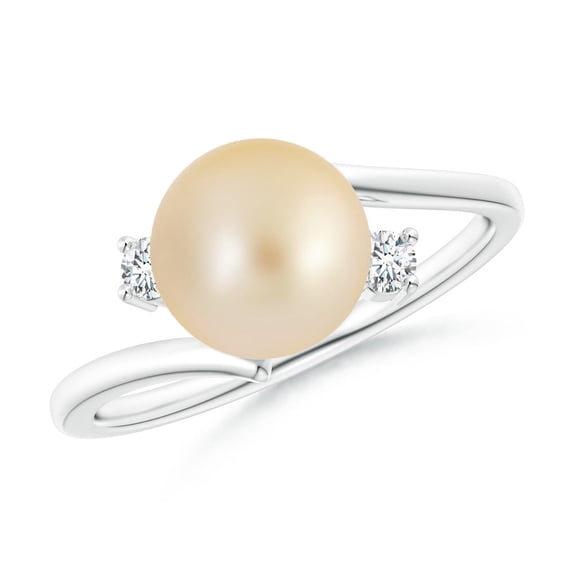 Angara Golden South Sea Cultured Pearl Bypass Engagement Ring in Platinum for Women | June Birthstone Jewelry for Her
