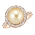 thumbnail image 1 of Angara Golden South Sea Cultured Pearl Halo Ring with Milgrain in 14K Rose Gold for Women | June Birthstone Jewelry for Her, 1 of 5