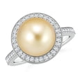 thumbnail image 1 of Angara Golden South Sea Cultured Pearl Halo Ring with Milgrain in 14K White Gold for Women | June Birthstone Jewelry for Her, 1 of 5