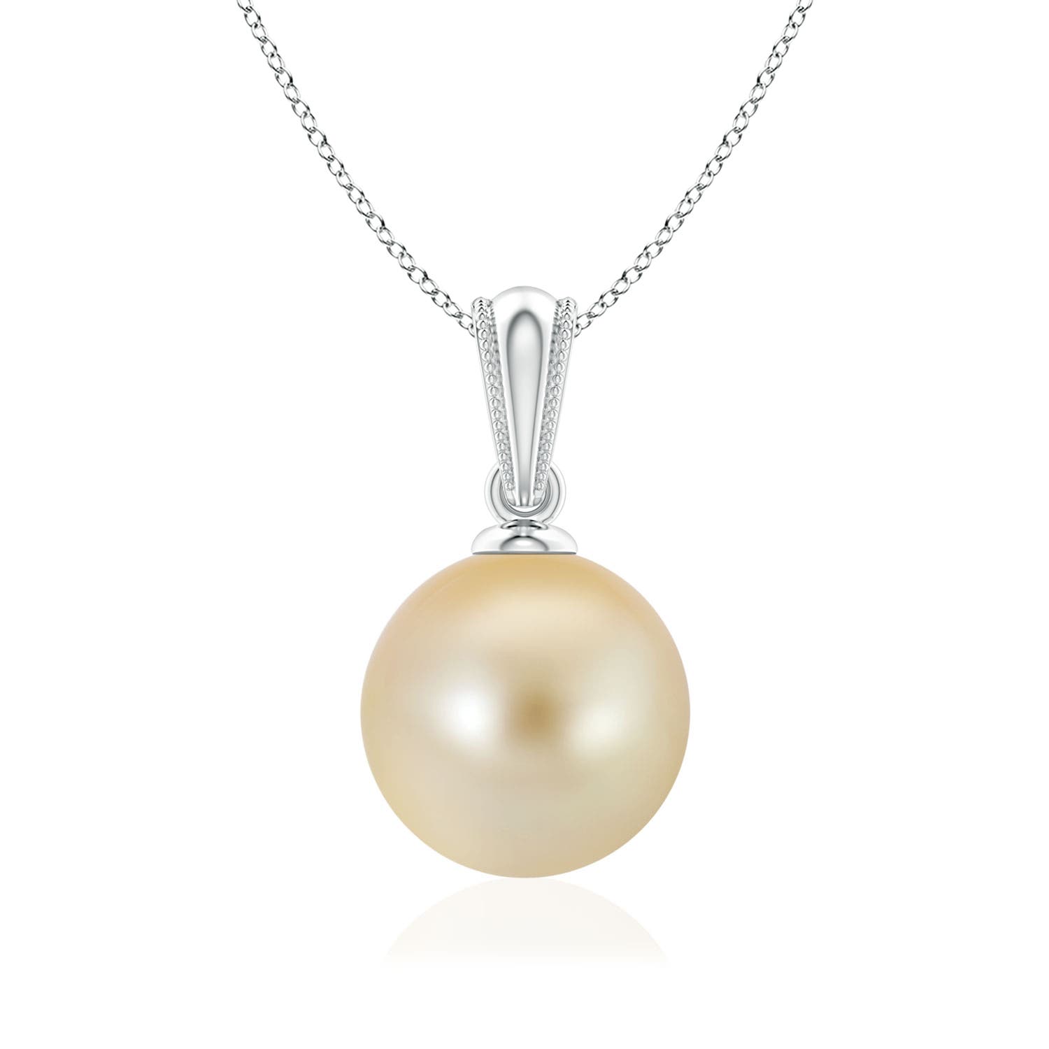 Angara Golden South Sea Cultured Pearl Ornate Bale Pendant in 14K White ...
