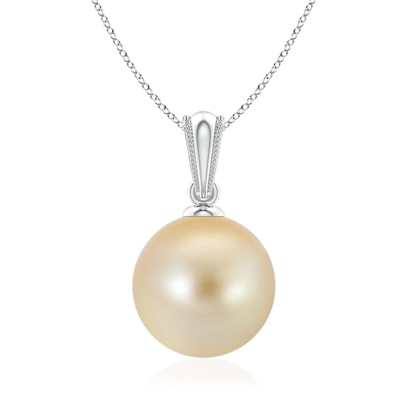 ANGARA Golden South Sea Cultured Pearl Ornate Bale Pendant in Platinum for Women | June Birthstone, Birthday, Anniversary, Jewelry Gift for Women | Pearl Necklace