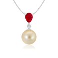 thumbnail image 1 of ANGARA Golden South Sea Cultured Pearl & Pear Ruby Drop Pendant in 14K White Gold for Women | June Birthstone, Birthday, Anniversary, Jewelry Gift for Women | Pearl Necklace, 1 of 9