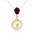 thumbnail image 1 of ANGARA Golden South Sea Cultured Pearl & Pear Ruby Drop Pendant in 14K White Gold for Women | June Birthstone, Birthday, Anniversary, Jewelry Gift for Women | Pearl Necklace, 1 of 9