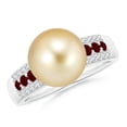 thumbnail image 1 of Angara Golden South Sea Cultured Pearl Ring with Rubies in 14K White Gold for Women | June Birthstone Jewelry for Her, 1 of 8