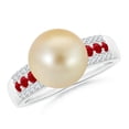 thumbnail image 1 of Angara Golden South Sea Cultured Pearl Ring with Rubies in 14K White Gold for Women | June Birthstone Jewelry for Her, 1 of 8