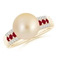 thumbnail image 1 of Angara Golden South Sea Cultured Pearl Ring with Rubies in 14K Yellow Gold for Women | June Birthstone Jewelry for Her, 1 of 8