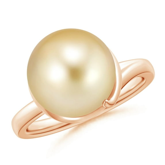 ANGARA Golden South Sea Cultured Pearl Ring with Spiral Metal Loop in 14K Rose Gold for Women | June Birthstone, Birthday, Anniversary, Jewelry Gift for Women | Pearl Ring