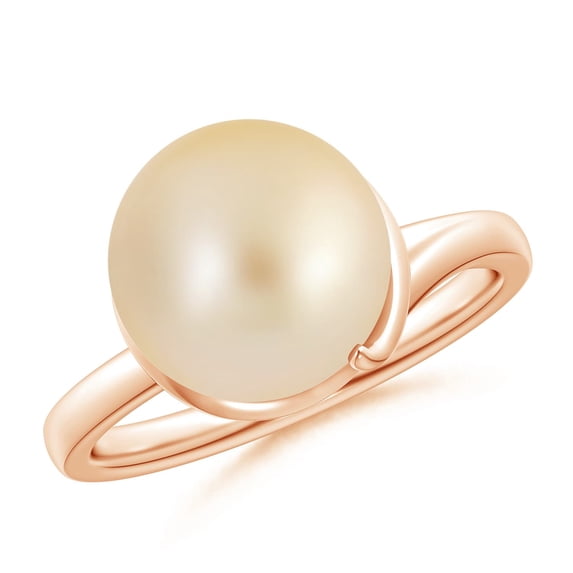 ANGARA Golden South Sea Cultured Pearl Ring with Spiral Metal Loop in 14K Rose Gold for Women | June Birthstone, Birthday, Anniversary, Jewelry Gift for Women | Pearl Ring