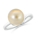 thumbnail image 1 of ANGARA Golden South Sea Cultured Pearl Ring with Spiral Metal Loop in 14K White Gold for Women | June Birthstone, Birthday, Anniversary, Jewelry Gift for Women | Pearl Ring, 1 of 8