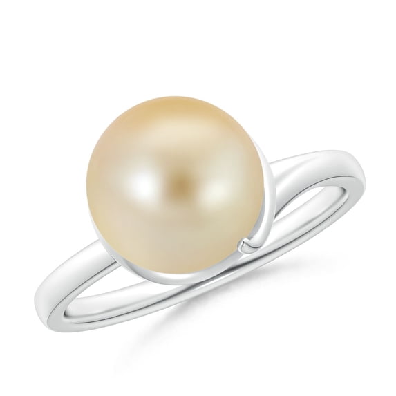 ANGARA Golden South Sea Cultured Pearl Ring with Spiral Metal Loop in 14K White Gold for Women | June Birthstone, Birthday, Anniversary, Jewelry Gift for Women | Pearl Ring