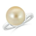 thumbnail image 1 of ANGARA Golden South Sea Cultured Pearl Ring with Spiral Metal Loop in 14K White Gold for Women | June Birthstone, Birthday, Anniversary, Jewelry Gift for Women | Pearl Ring, 1 of 8