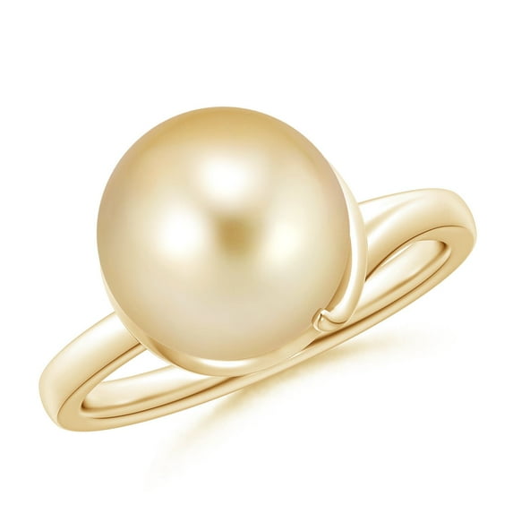 ANGARA Golden South Sea Cultured Pearl Ring with Spiral Metal Loop in 14K Yellow Gold for Women | June Birthstone, Birthday, Anniversary, Jewelry Gift for Women | Natural Pearl Ring