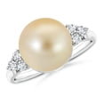 thumbnail image 1 of ANGARA Golden South Sea Cultured Pearl Ring with Trio Diamonds in 14K White Gold for Women | June Birthstone, Birthday, Anniversary, Jewelry Gift for Women | Pearl Ring, 1 of 8