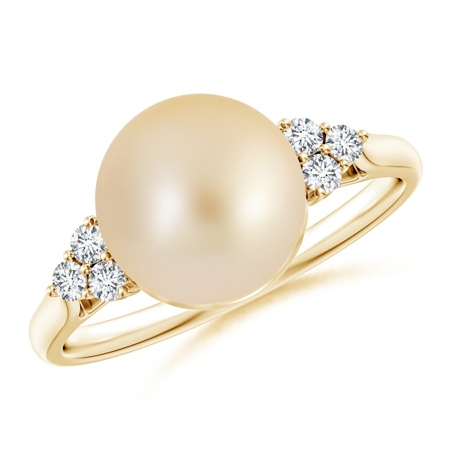 Angara Golden South Sea Cultured Pearl Ring with Trio Diamonds in 14K ...