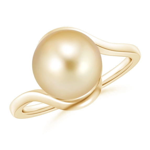 ANGARA Golden South Sea Cultured Pearl Solitaire Bypass Ring in 14K Yellow Gold for Women | June Birthstone, Birthday, Anniversary, Jewelry Gift for Women | Pearl Ring