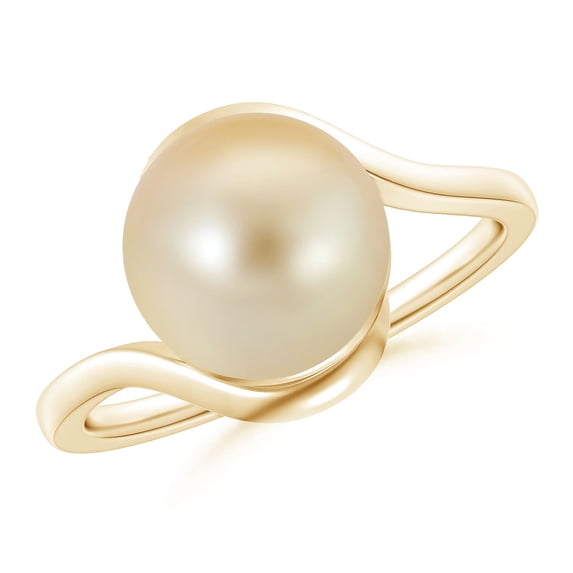 Angara Golden South Sea Cultured Pearl Solitaire Bypass Ring in 14K Yellow Gold for Women | June Birthstone Jewelry for Her