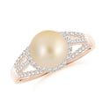thumbnail image 1 of ANGARA Golden South Sea Cultured Pearl Triple Shank Ring in 14K Rose Gold for Women | June Birthstone, Birthday, Anniversary, Jewelry Gift for Women | Pearl Ring, 1 of 9