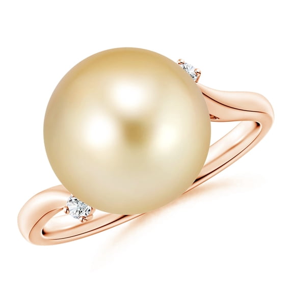 Angara Golden South Sea Cultured Pearl and Diamond Bypass Ring in 14K Rose Gold for Women | June Birthstone Jewelry for Her