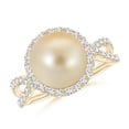 thumbnail image 1 of Angara Golden South Sea Cultured Pearl and Diamond Halo Ring in 14K Yellow Gold for Women | June Birthstone Jewelry for Her, 1 of 8