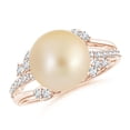 thumbnail image 1 of Angara Golden South Sea Cultured Pearl and Leaf Ring with Diamonds in 14K Rose Gold for Women | June Birthstone Jewelry for Her, 1 of 8