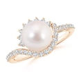 thumbnail image 1 of ANGARA Japanese Akoya Cultured Pearl Bypass Ring with Diamonds in 14K Rose Gold for Women | June Birthstone, Birthday, Anniversary, Jewelry Gift for Women | Pearl Ring, 1 of 7
