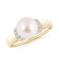 thumbnail image 1 of ANGARA Japanese Akoya Cultured Pearl Collar Ring with Diamonds in 14K Yellow Gold for Women | June Birthstone, Birthday, Anniversary, Jewelry Gift for Women | Pearl Ring, 1 of 12