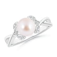 thumbnail image 1 of ANGARA Japanese Akoya Cultured Pearl Crossover Shank Engagement Ring in 14K White Gold for Women | June Birthstone, Birthday, Anniversary, Jewelry Gift for Women | Pearl Ring, 1 of 9