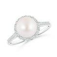 thumbnail image 1 of ANGARA Japanese Akoya Cultured Pearl Diamond Halo Ring in 14K White Gold for Women | June Birthstone, Birthday, Anniversary, Jewelry Gift for Women | Pearl Ring, 1 of 8