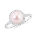 thumbnail image 1 of ANGARA Japanese Akoya Cultured Pearl Diamond Halo Ring in 14K White Gold for Women | June Birthstone, Birthday, Anniversary, Jewelry Gift for Women | Pearl Ring, 1 of 9