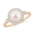 thumbnail image 1 of ANGARA Japanese Akoya Cultured Pearl Halo Engagement Ring in 14K Rose Gold for Women | June Birthstone, Birthday, Anniversary, Jewelry Gift for Women | Pearl Ring, 1 of 8